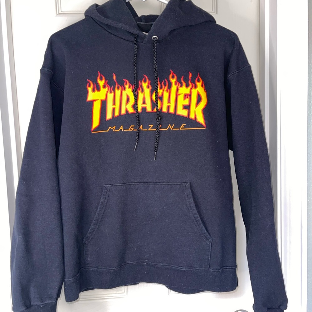 Thrasher Small Black Flame Hoodie